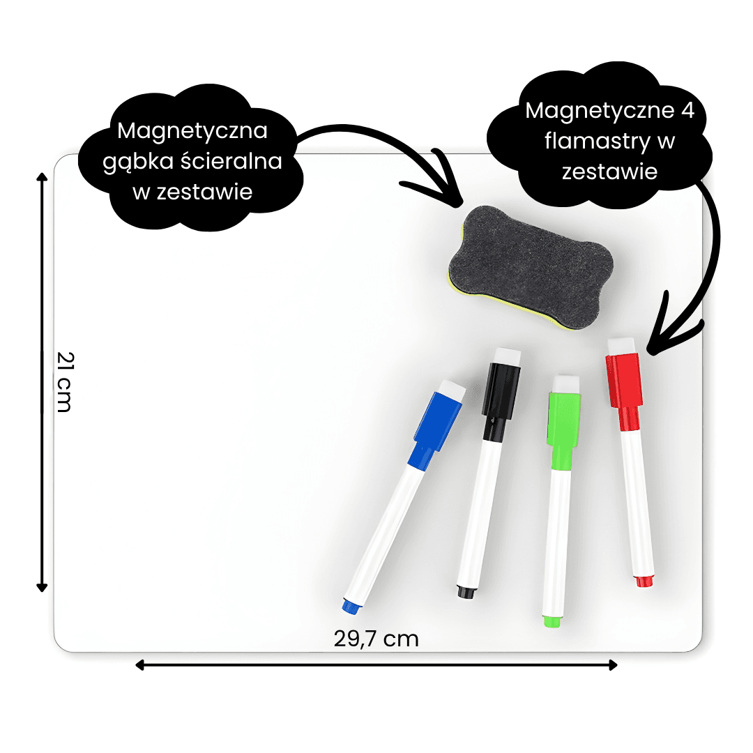 MagTab - Magnetyczna Tablica (gąbka + 4 flamastry gratis)